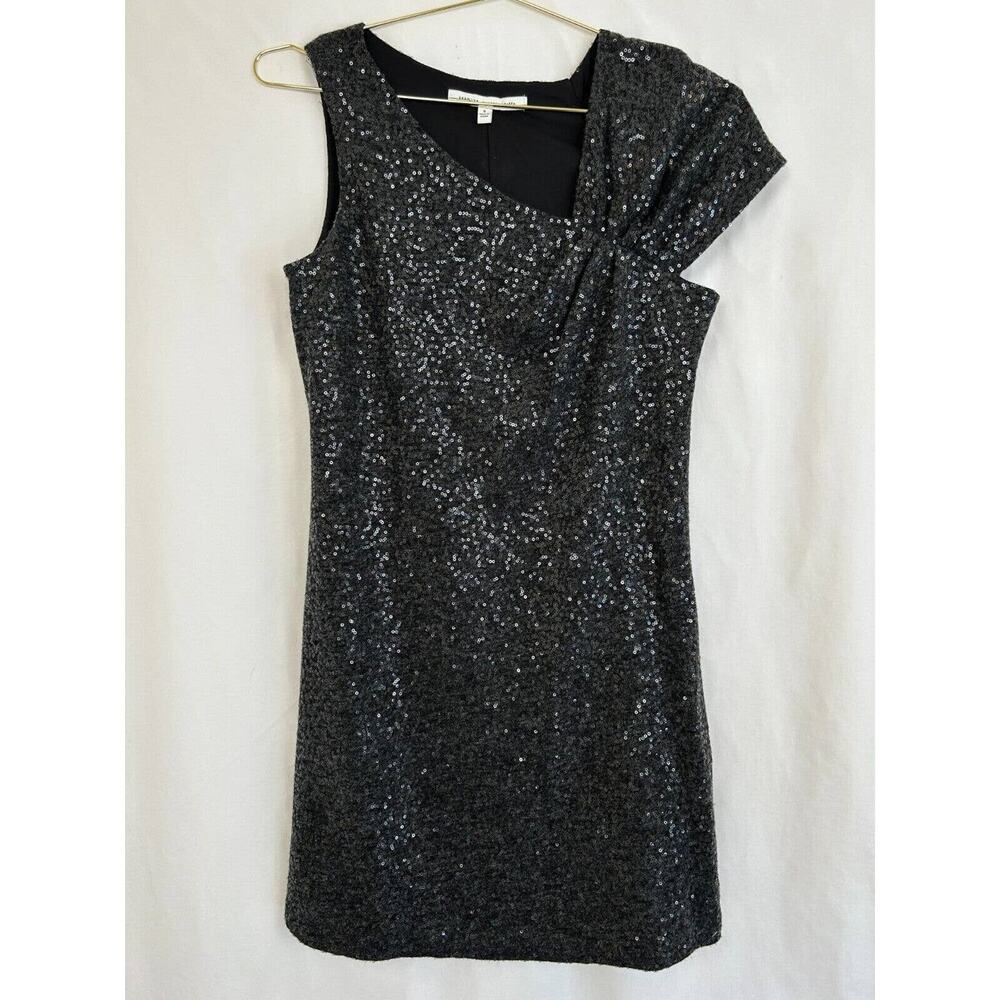 Seamline Cynthia Steffe Dress Women's‎ Size 6 Black Asymmetrical Sequin Cocktail